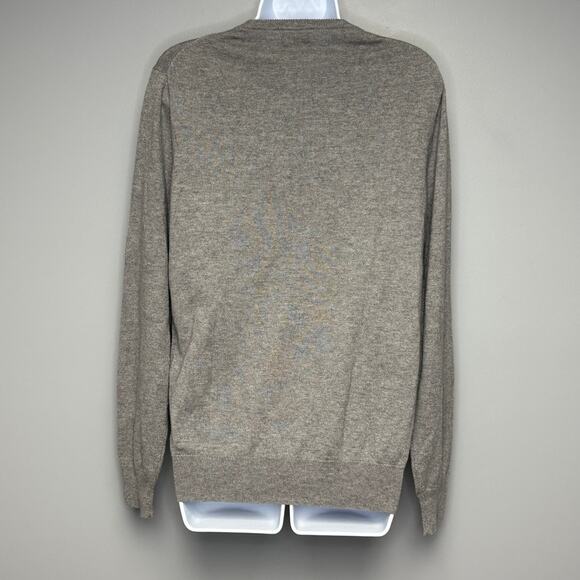 NWT J. Crew V-Neck Preppy Neutral Grey Cotton Wool Dad Grandpa Sweater Sz S - Picture 2 of 5